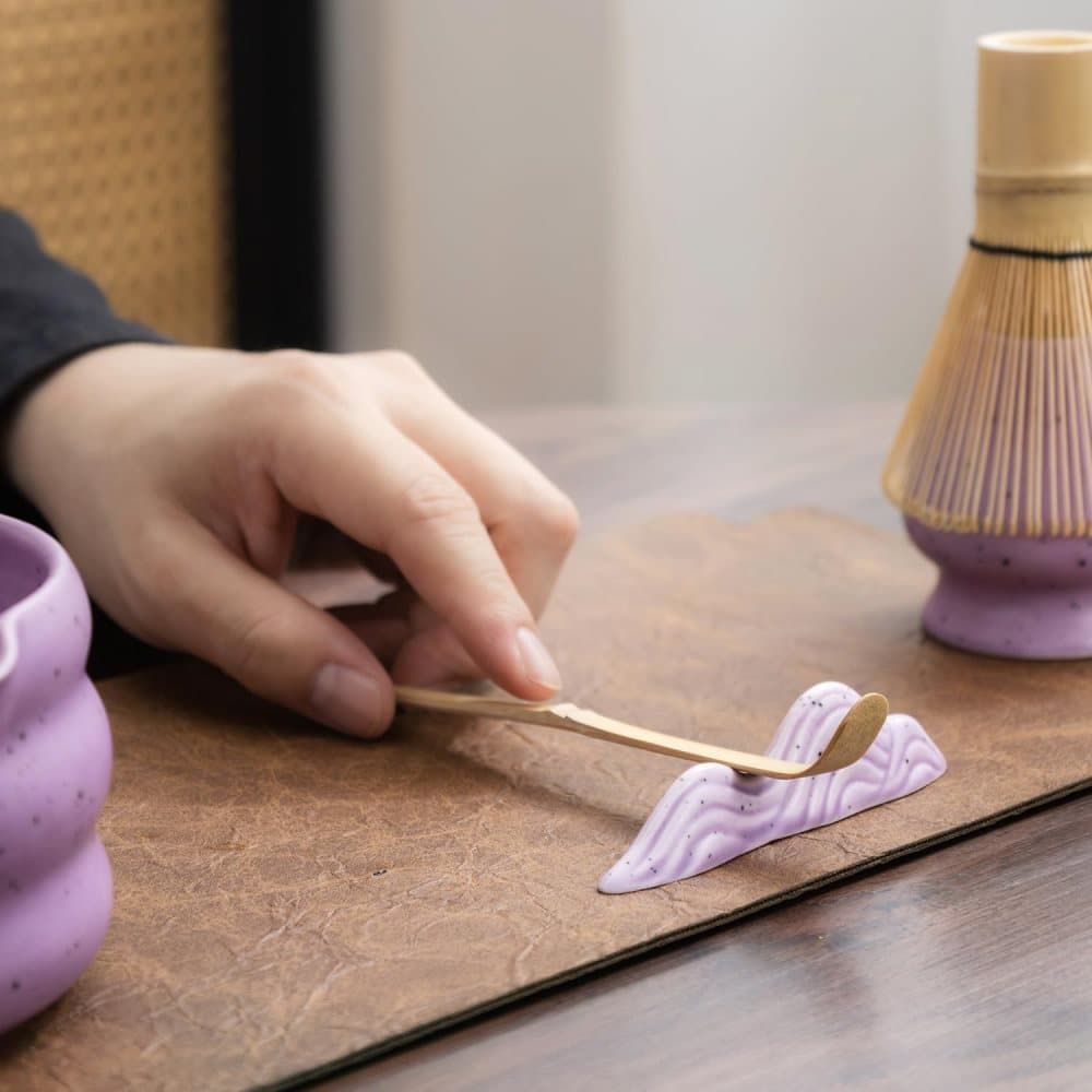 7-Piece Ceramic Matcha Tea Set with Bowl Whisk and Accessories, Purple - Image 6