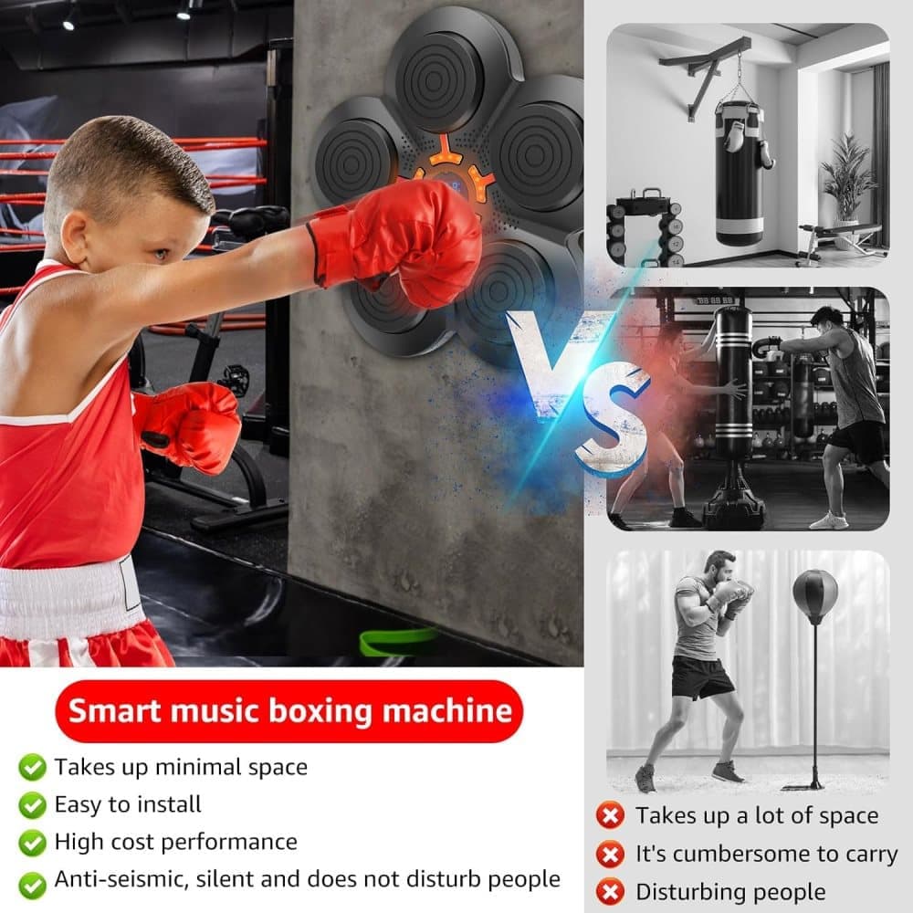 Smart Electric Boxing Trainer with Speaker, Black, Compatible with Smart Music Boxing Machine(Children） - Image 3