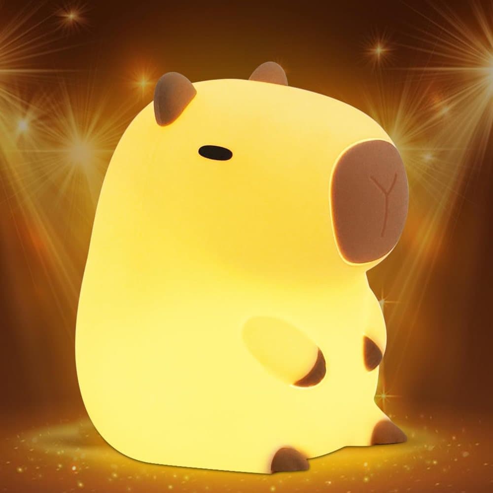 Capybara Night Light Soft Animal Shaped LED Lamp Dimmable with Timer Rechargeable for Kids Room, Portable - Image 1