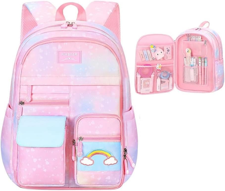 Pink Kawaii Waterproof School Backpack for Girls with Reflective Strap, Children and Teenage Backpack - Image 1