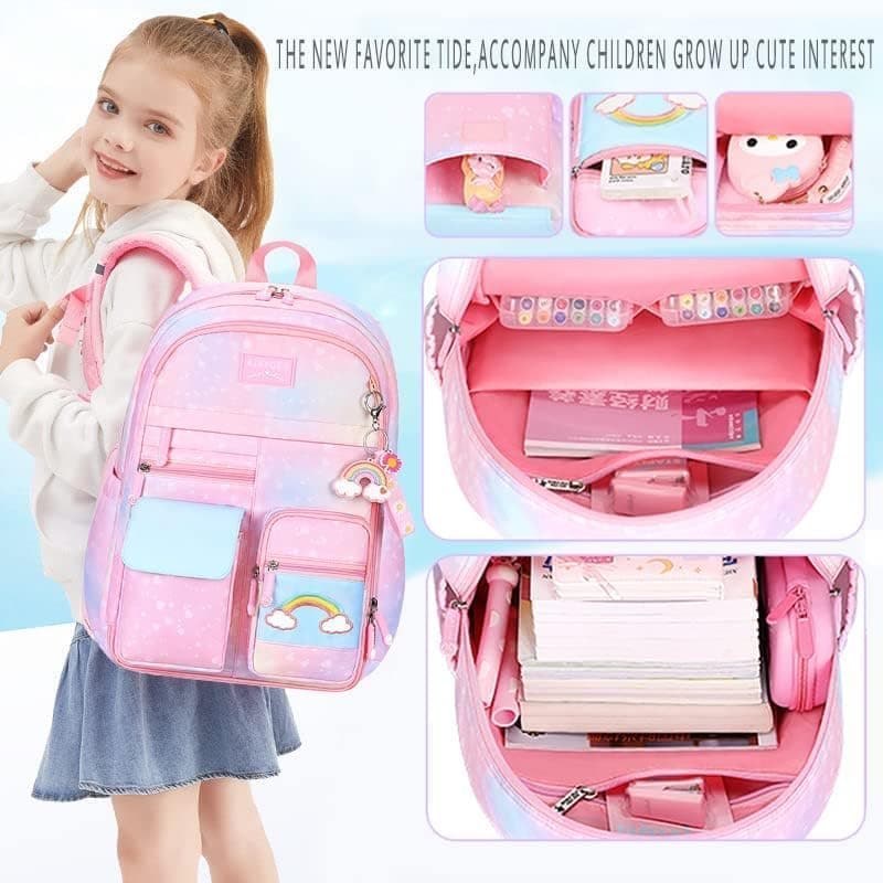 Pink Kawaii Waterproof School Backpack for Girls with Reflective Strap, Children and Teenage Backpack - Image 2