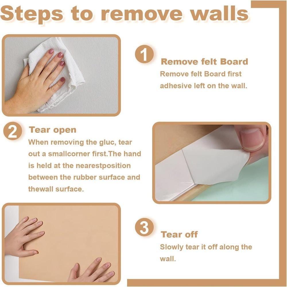 Self-adhesive photo board, decorative felt and cork wall panel for photos and messages, acoustic panels bulletin board for home and office, Deep Camel - Image 5