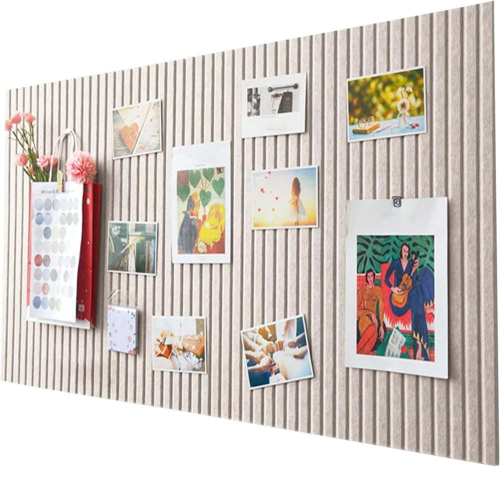 Self-adhesive Photo Board, Decorative Felt and Cork Wall Panel for Photos and Messages, Acoustic Panels Bulletin Board, Light Camel - Image 1