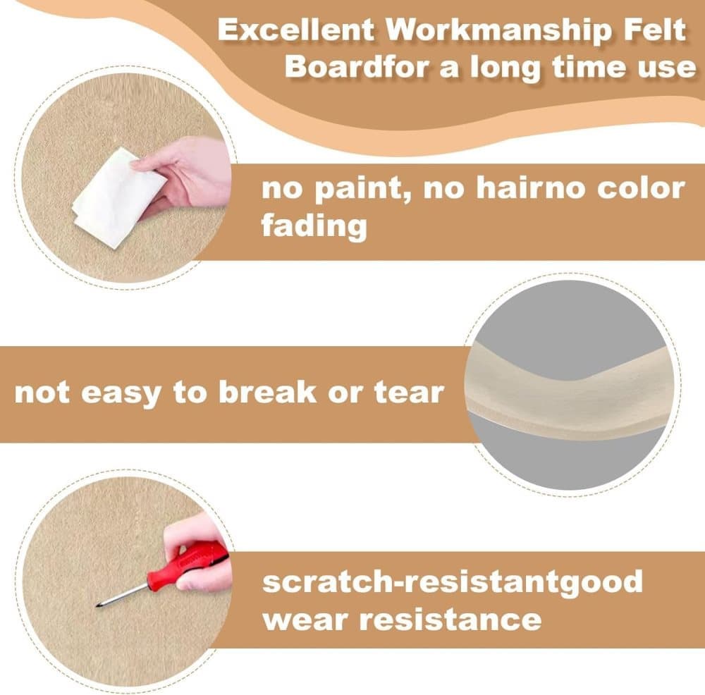 Self-adhesive Photo Board, Decorative Felt and Cork Wall Panel for Photos and Messages, Acoustic Panels Bulletin Board, Light Camel - Image 6