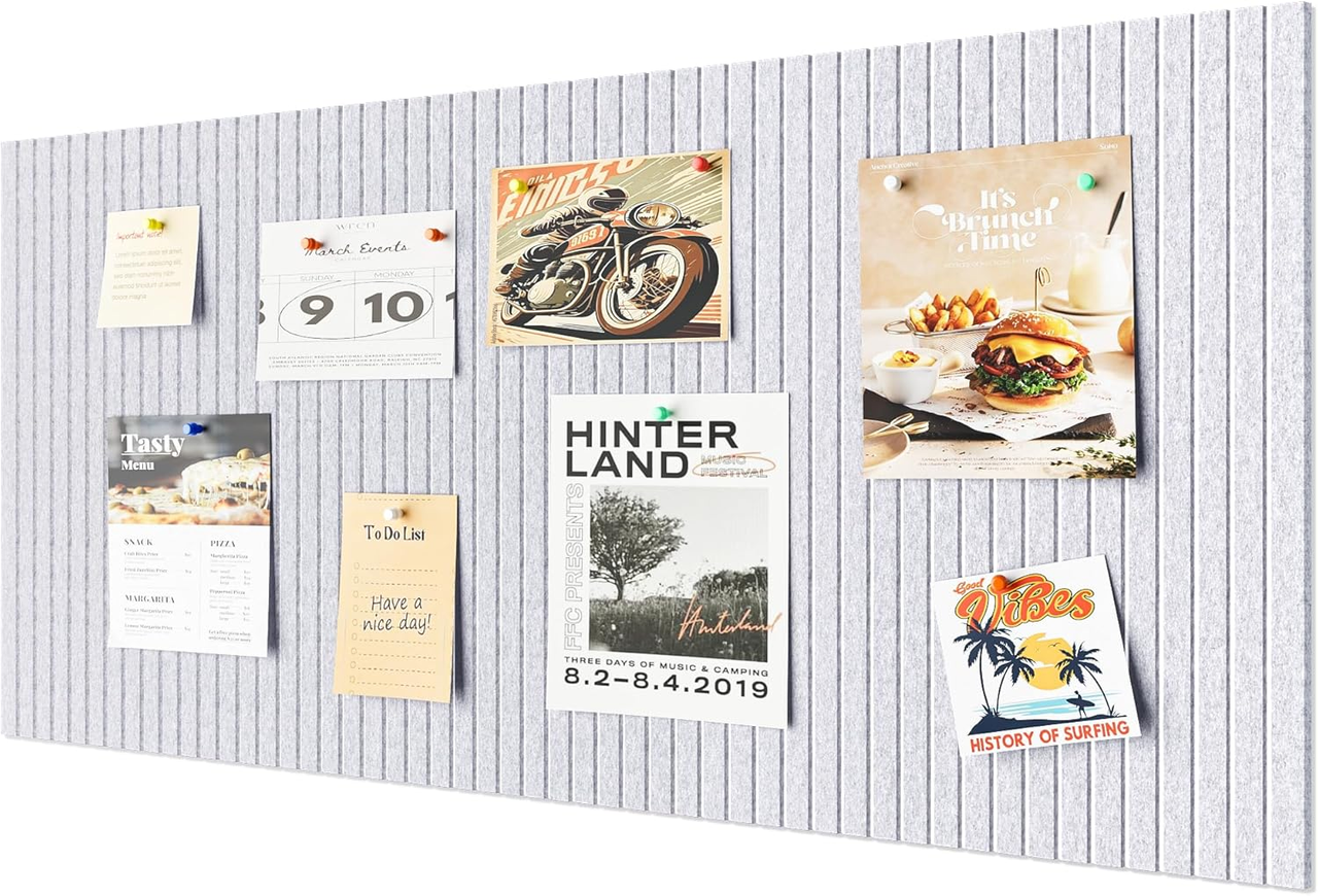 Silver-gray self-adhesive photo board, decorative felt and cork wall panel for photos and messages, acoustic panels bulletin board for home and office - Image 1