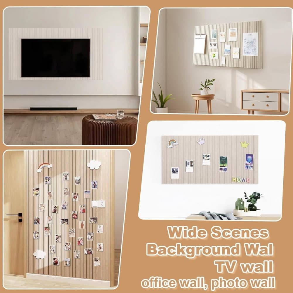Self-adhesive photo board, decorative felt and cork wall panel for photos and messages, acoustic panels bulletin board for home and office, Moonlight Gray - Image 5