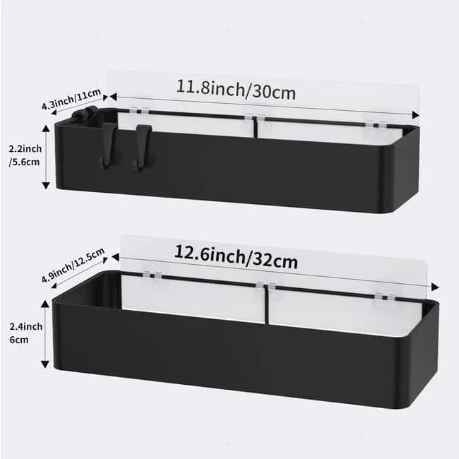 2-Pack Stainless Steel Shower Shelf, Drill-Free Bathroom Storage for Shampoo, 12x4x6 Inches - Image 2
