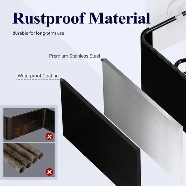 2-Pack Stainless Steel Shower Shelf, Drill-Free Bathroom Storage for Shampoo, 12x4x6 Inches - Image 3