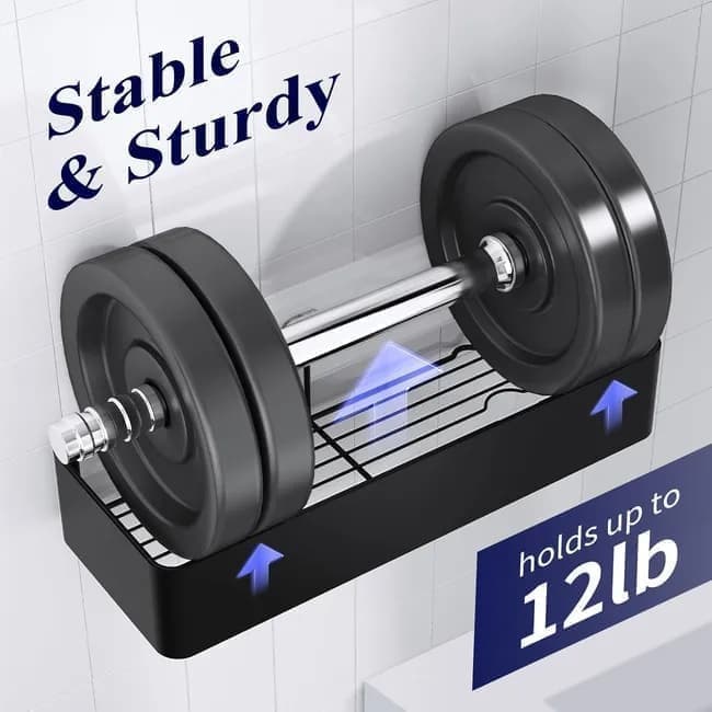 2-Pack Stainless Steel Shower Shelf, Drill-Free Bathroom Storage for Shampoo, 12x4x6 Inches - Image 7