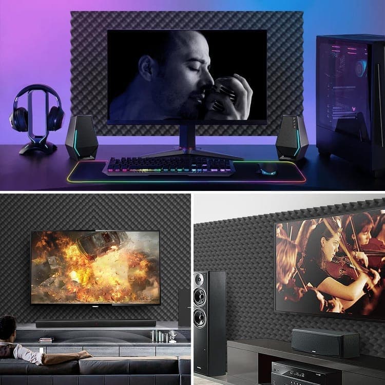12 Acoustic Panels, 30x30x3cm - Self-Adhesive High Density Sound Absorbing Wall Tiles for Effective Sound Insulation - Image 6