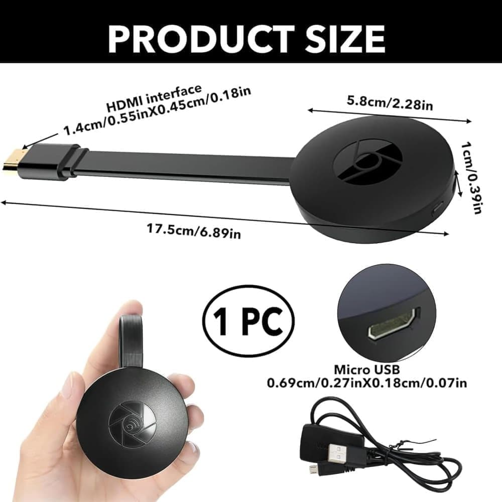 Wireless HDMI Dongle 1080p Media Streamer, Black, Compatible with Home Theater TV and Projector - Image 3