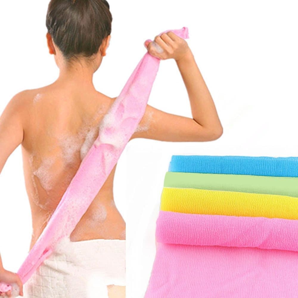 4pcs Multicolor Nylon Japanese Exfoliating Shower Scrub Washcloth Towel, Soft Body Cleaning Sponges - Image 1