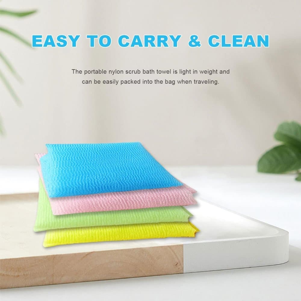 4pcs Multicolor Nylon Japanese Exfoliating Shower Scrub Washcloth Towel, Soft Body Cleaning Sponges - Image 5