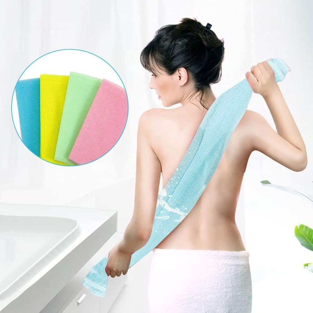 4pcs Multicolor Nylon Japanese Exfoliating Shower Scrub Washcloth Towel, Soft Body Cleaning Sponges - Image 6