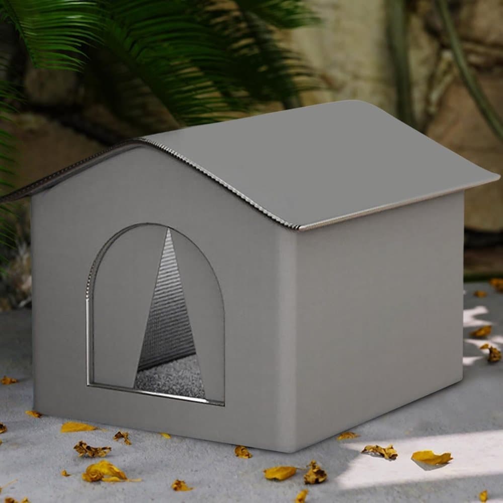 1 Pack Waterproof Insulated Outdoor Cat House for Homeless Cats and Small Animals, 36 x 36 x 36cm, Gray - Image 7