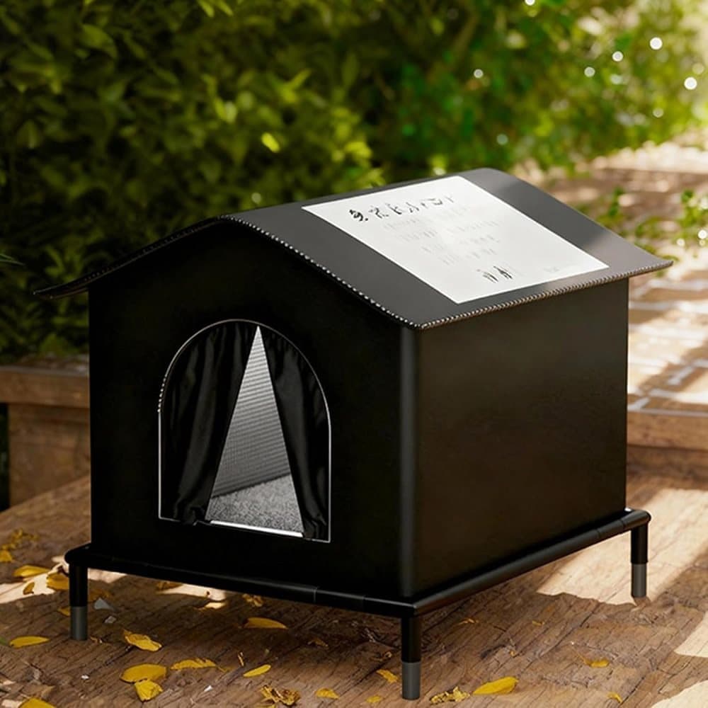 1 Pack Waterproof Insulated Outdoor Cat House for Homeless Cats and Small Animals, 36 x 36 x 36cm, Black - Image 2