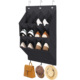 Wall-mounted shoe hat rack with hooks, black, multi-functional storage for door hanging - Image 1