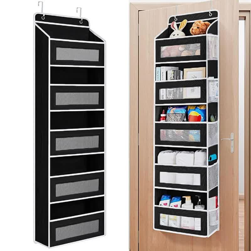 Wall-mounted Doll Rack with Hooks, Multi-functional Storage for Door Hanging, Black - Image 1