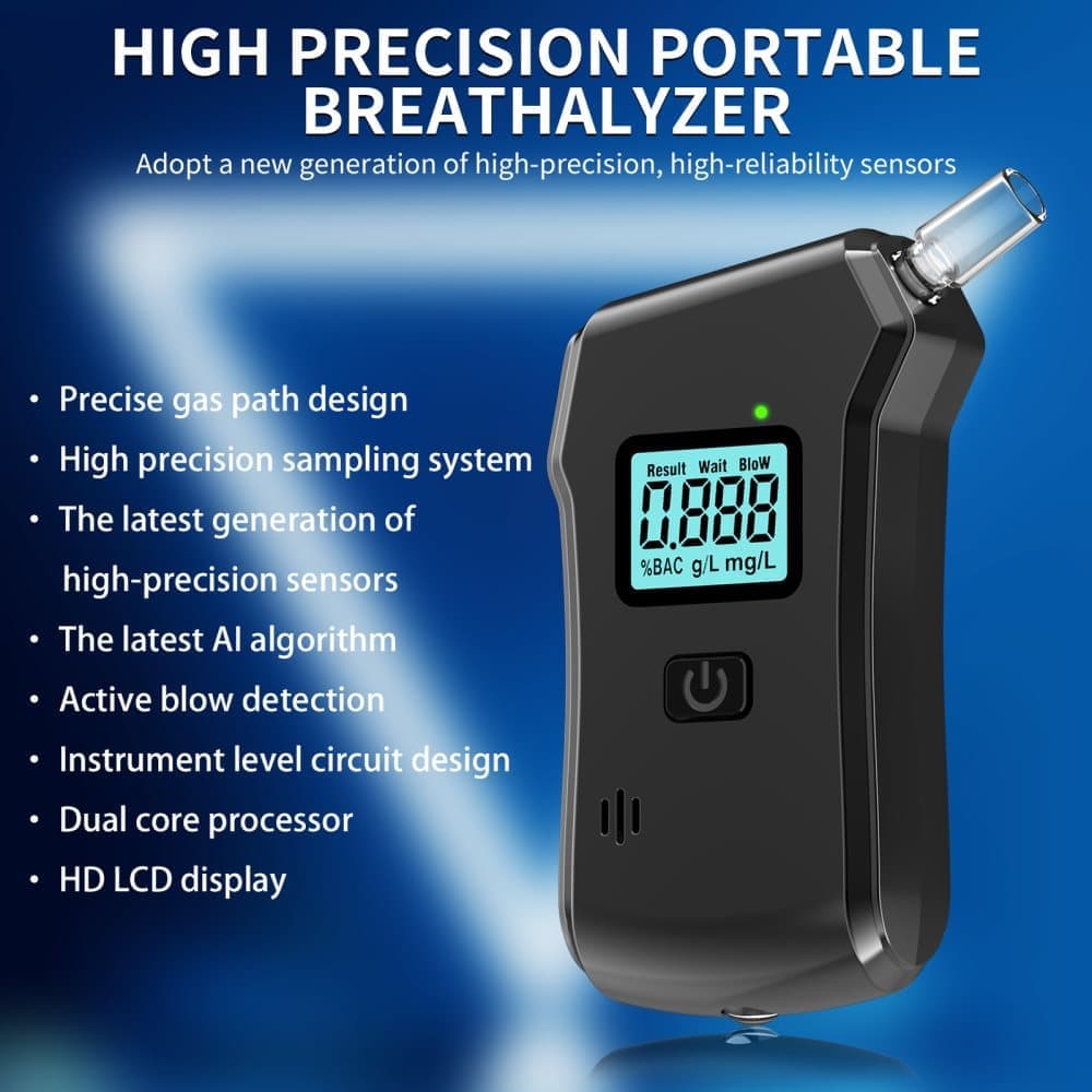 Portable Breathalyzer Alcohol Tester with LCD Display, High-Precision Professional Analyzer - Image 2