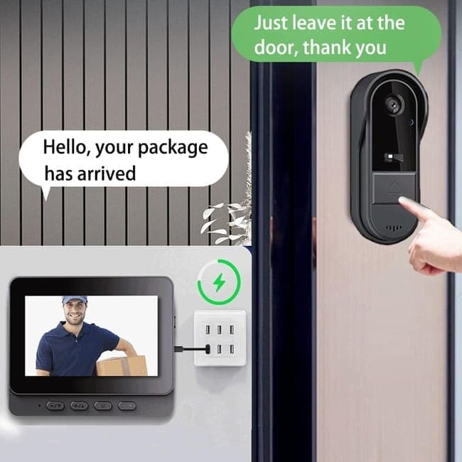 Smart Wireless Video Doorbell with Camera HD Resolution Two-Way Communication Infrared Night Vision Cloud Storage, Black, Compatible with Alexa and Google Home - Image 4