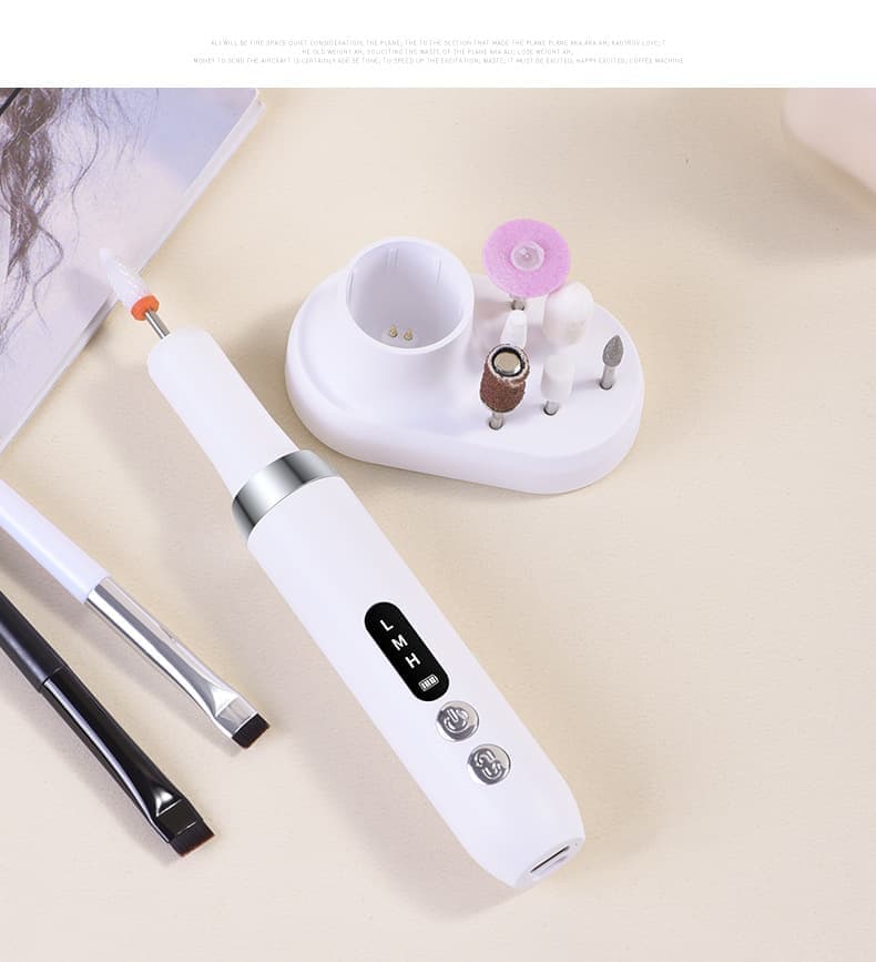 Electric Nail File Rechargeable with 12 Grinding Heads, Adjustable Speed 15000RPM, Pink - Image 6