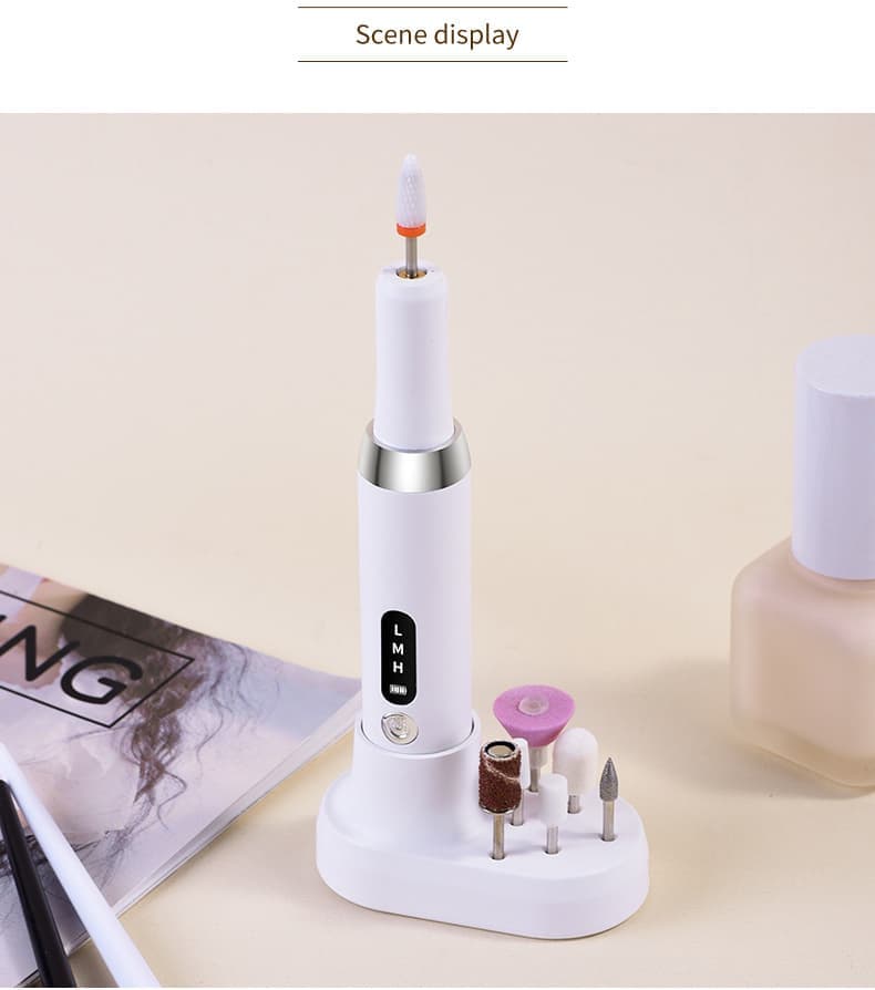 12 Grinding Heads Electric Nail File, Rechargeable 15000RPM Adjustable Speed, Wood - Image 6