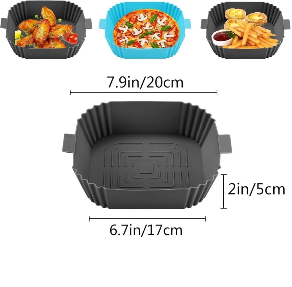 2-Pack Airfryer Silicone Basket, Non-Stick Reusable Easy to Clean, Compatible with Philips, Gray - Image 2