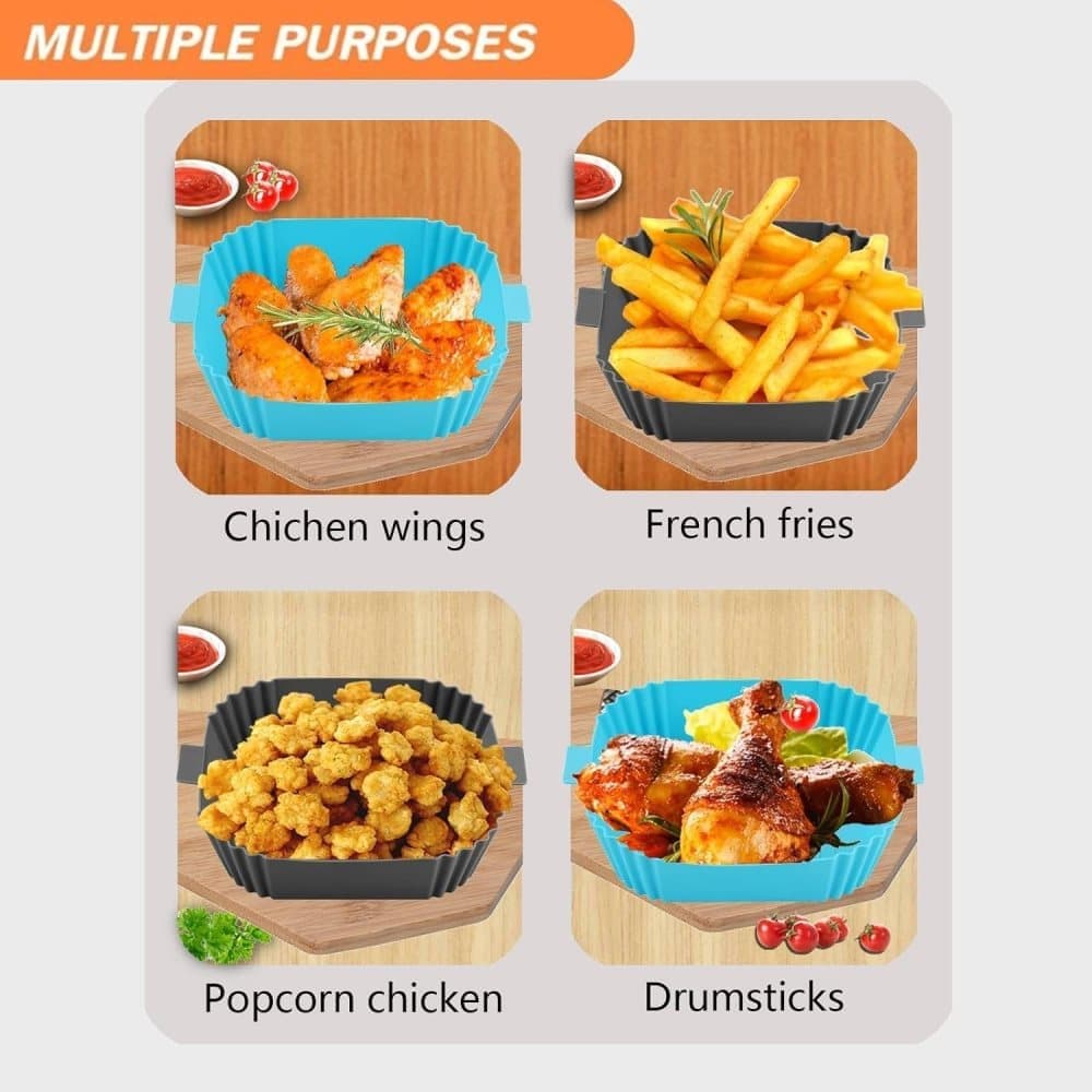 2-Pack Airfryer Silicone Basket, Non-Stick Reusable Easy to Clean, Compatible with Philips, Gray - Image 4