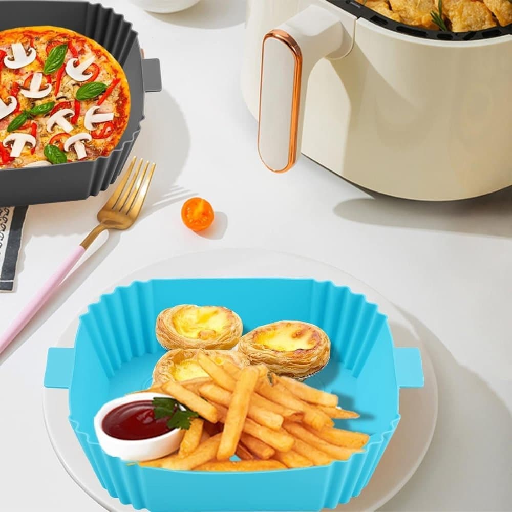 2-Pack Airfryer Silicone Basket, Non-Stick Reusable Easy to Clean, Compatible with Philips, Gray - Image 6