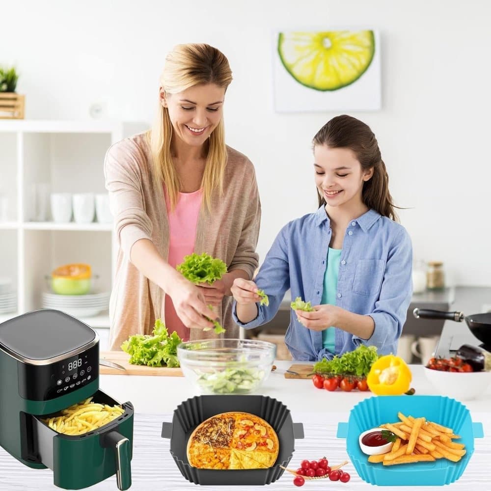 2-Pack Airfryer Silicone Basket, Non-Stick Reusable Easy to Clean, Compatible with Philips, Gray - Image 7
