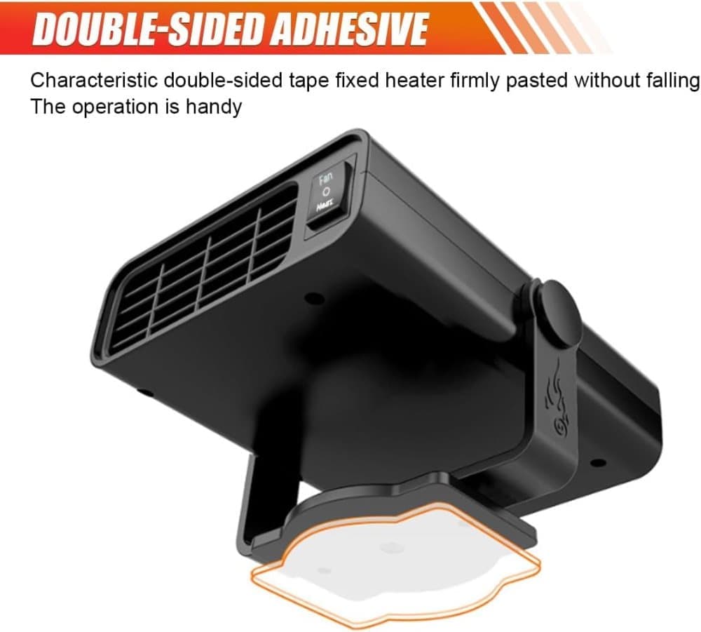 12V 200W Portable Car Heater and Fan 2-in-1 with 360° Rotation, Fast Defrosting and Windshield Demisting, Black - Image 5
