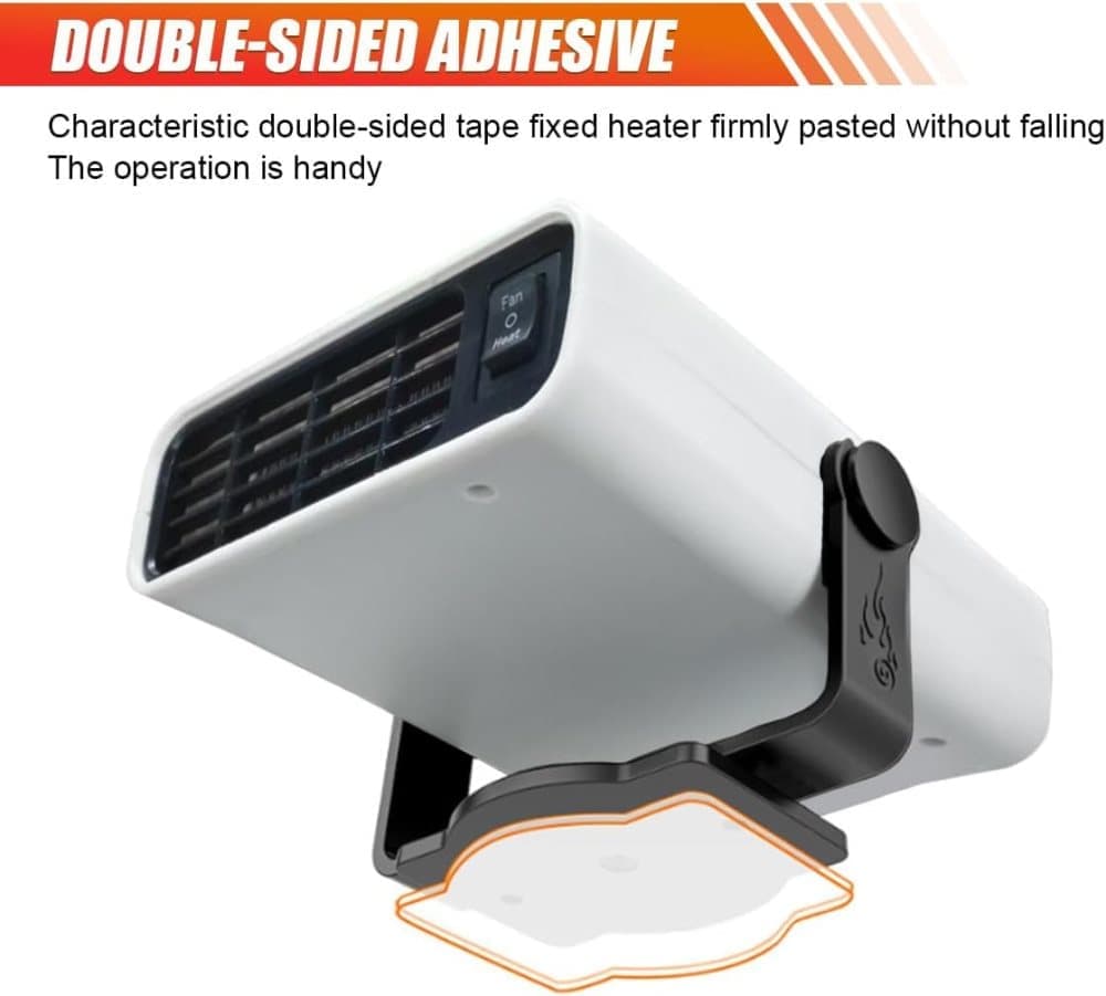 12V 200W Portable Car Heater and Fan 2-in-1 with 360° Rotation, White, Fast Defrosting Windshield Demisting - Image 6