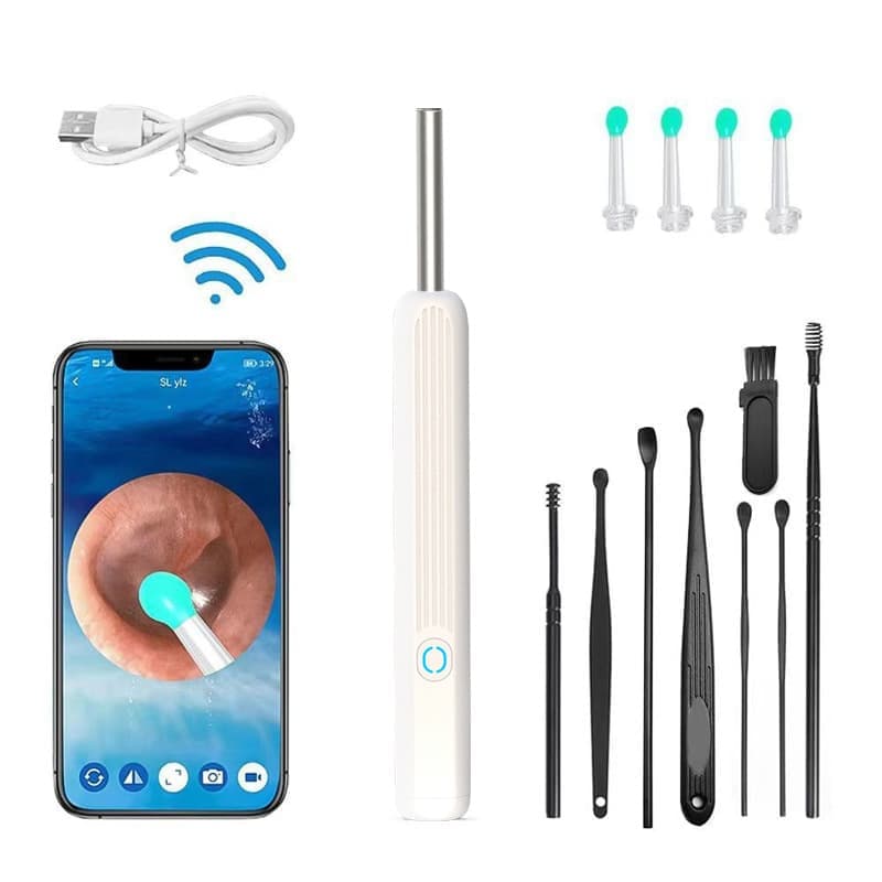 Smart Ear Cleaner with 1296P HD Camera, Wireless Earwax Removal with WiFi Endoscope, Safe Inspection and Intelligent Temperature Control, White - Image 1