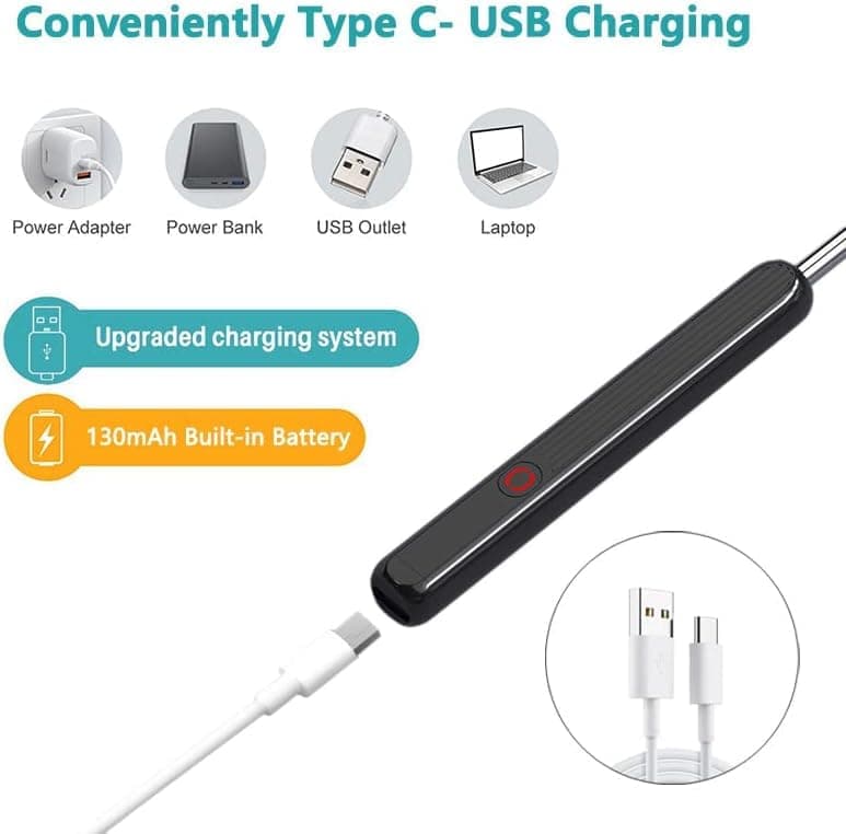 Smart Ear Cleaner with 1296P HD Camera, Wireless Earwax Removal with WiFi Endoscope, Safe Inspection and Intelligent Temperature Control, White - Image 3