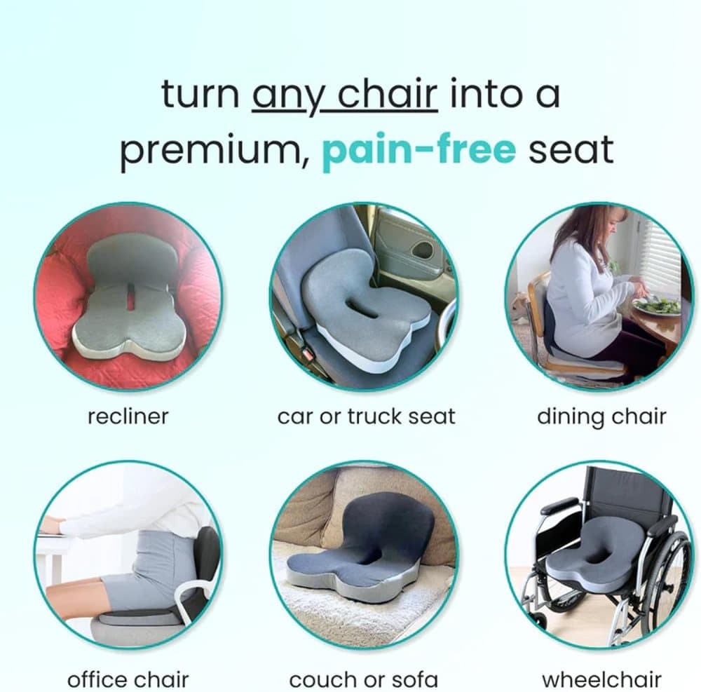 Ergonomic Memory Foam Seat Cushion with Lumbar Support and Tailbone Protection for Office Chairs, Driving and Home, Dark Gray, L-Shaped - Image 5