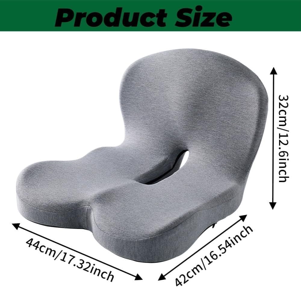 Ergonomic Memory Foam Seat Cushion with Lumbar Support and Tailbone Protection for Office Chairs, Driving and Home, Light Gray, L-Shaped - Image 2
