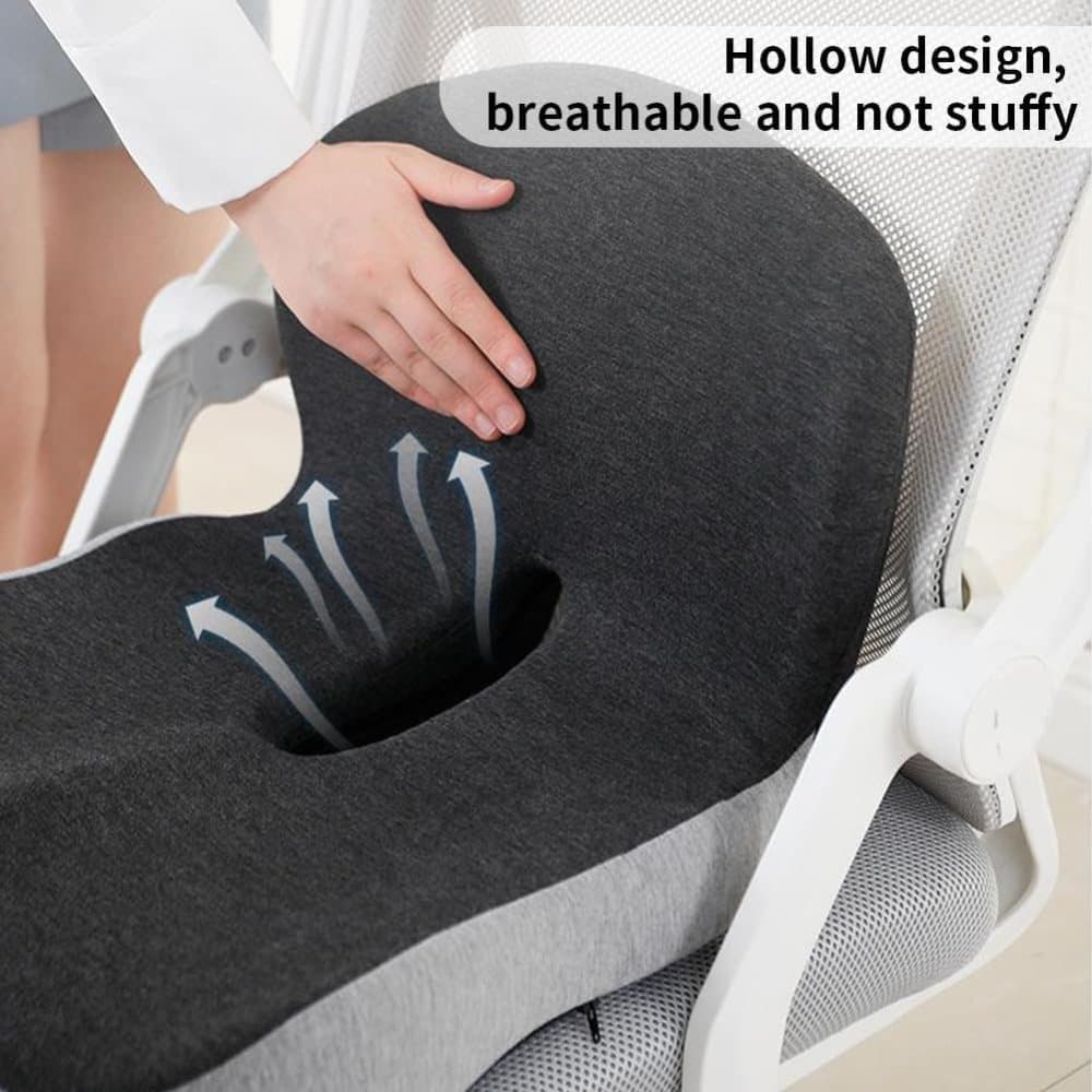 Ergonomic Memory Foam Seat Cushion with Lumbar Support and Tailbone Protection for Office Chairs, Driving and Home, Light Gray, L-Shaped - Image 3