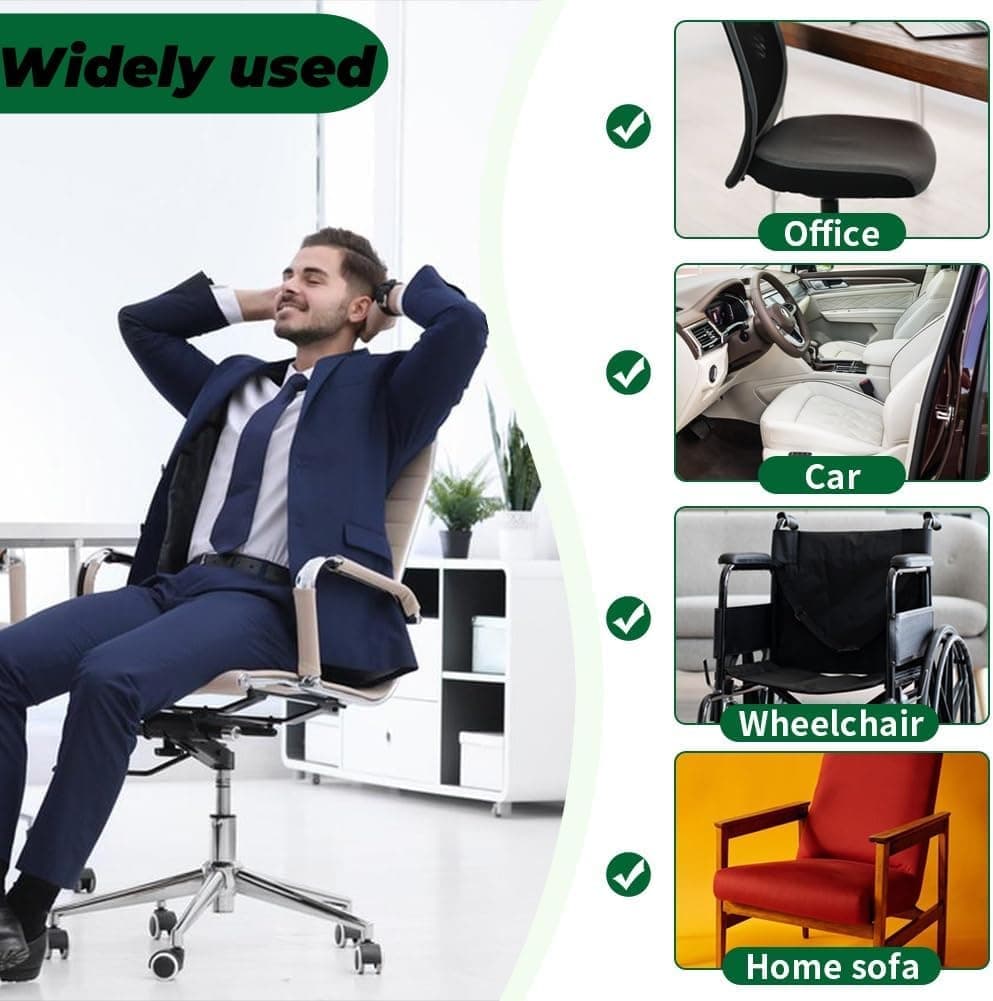 Ergonomic Memory Foam Seat Cushion with Lumbar Support and Tailbone Protection for Office Chairs, Driving and Home, Light Gray, L-Shaped - Image 4