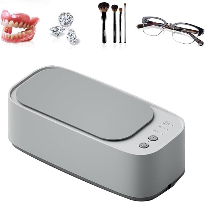 45000 Hz Ultrasonic Cleaner with 3 Cleaning Modes for Glasses Jewelry Dentures, Gray - Image 1