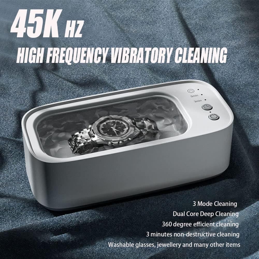 45000 Hz Ultrasonic Cleaner with 3 Cleaning Modes for Glasses Jewelry Dentures, Gray - Image 3