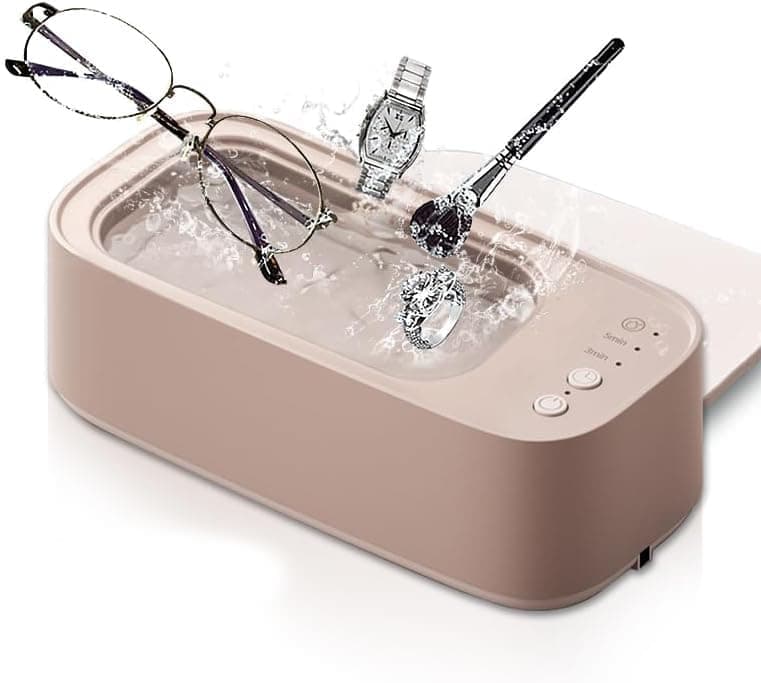45000Hz Ultrasonic Cleaner with 3 Cleaning Modes for Glasses Jewelry Dentures, Pink - Image 1