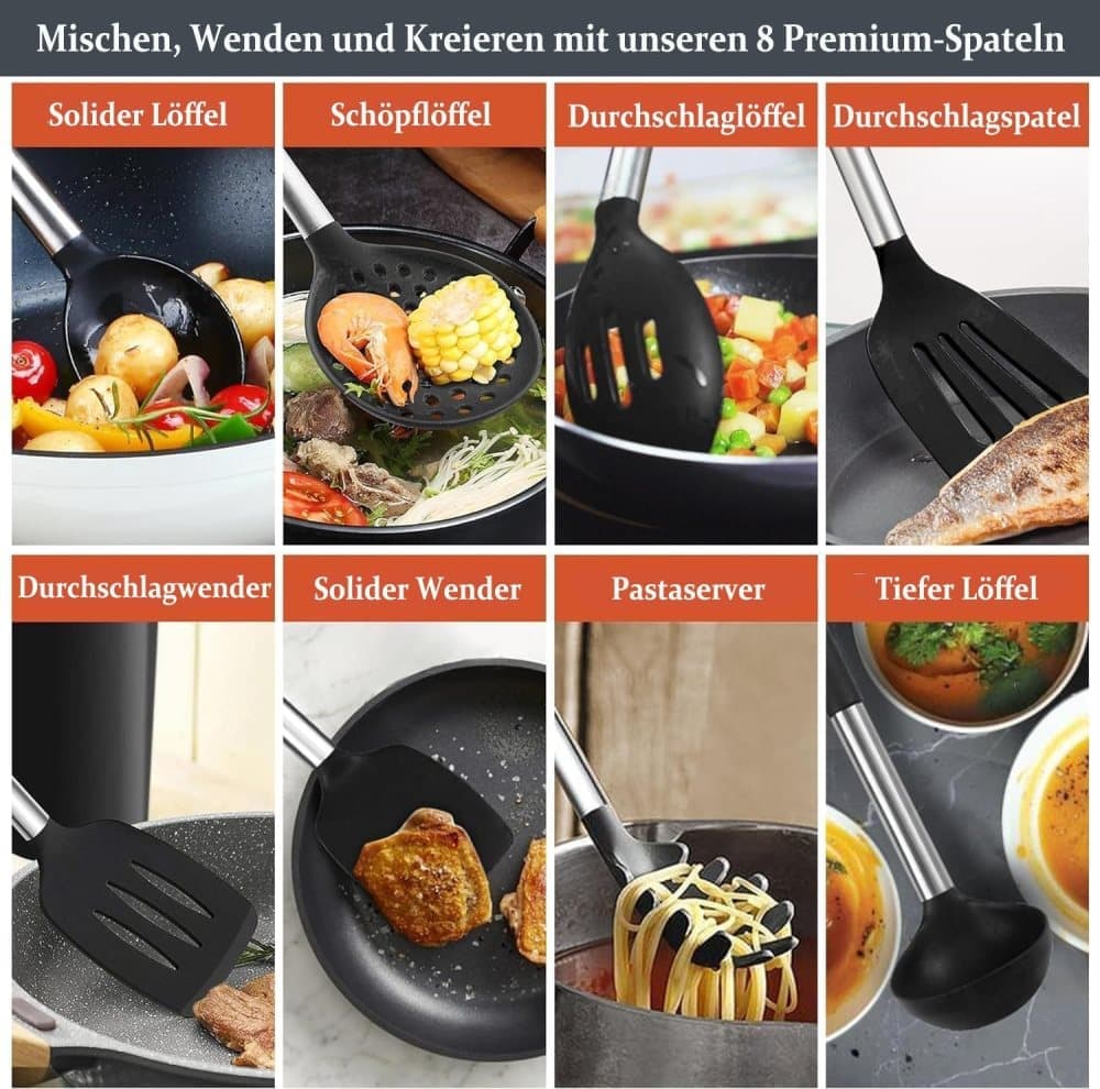25-Piece Kitchen Utensils Set, Silicone Cooking Tools, Complete Kitchen Utensil Kit - Image 5