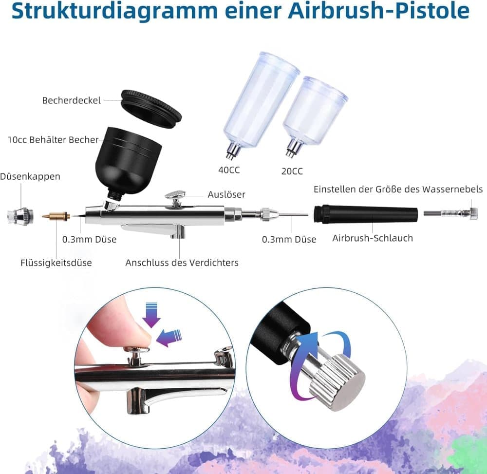 Wireless Airbrush Machine with USB Charging, 3 Speed Modes, Compatible with Nail Art Cake Decorating and Painting, Black - Image 2