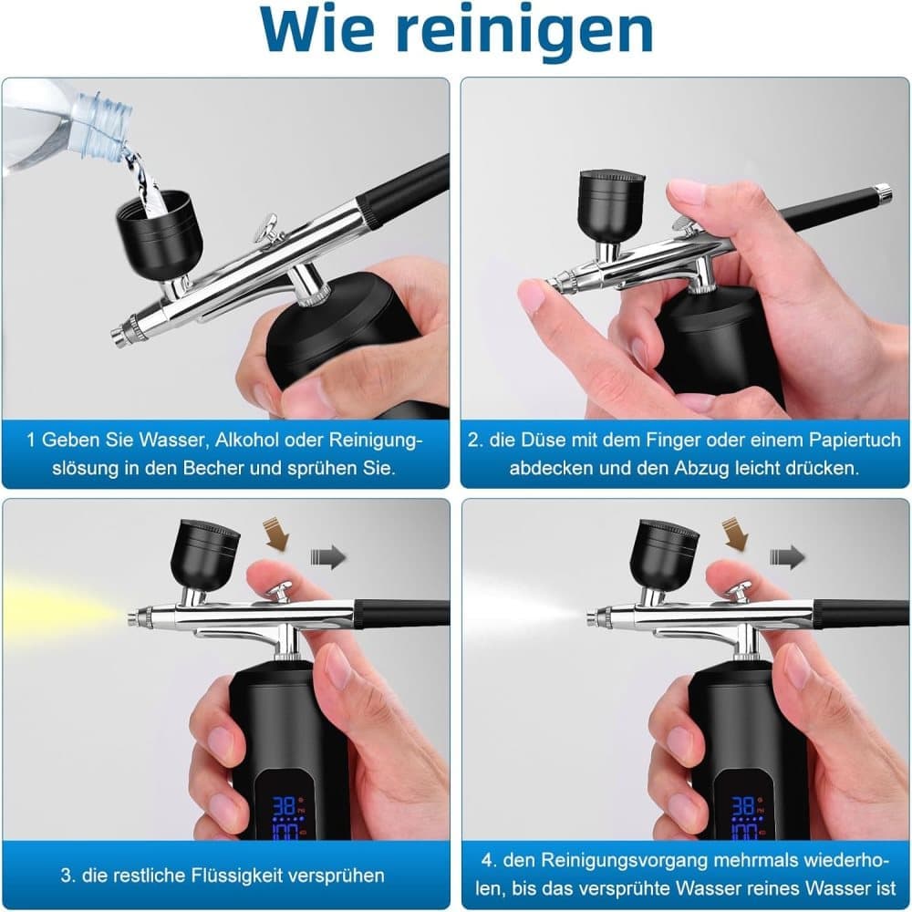 Wireless Airbrush Machine with USB Charging, 3 Speed Modes, Compatible with Nail Art Cake Decorating and Painting, Black - Image 5