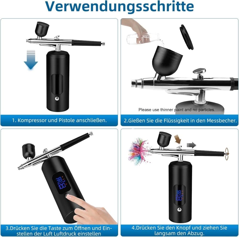 Wireless Airbrush Machine with USB Charging, 3 Speed Modes, Compatible with Nail Art Cake Decorating and Painting, Black - Image 6