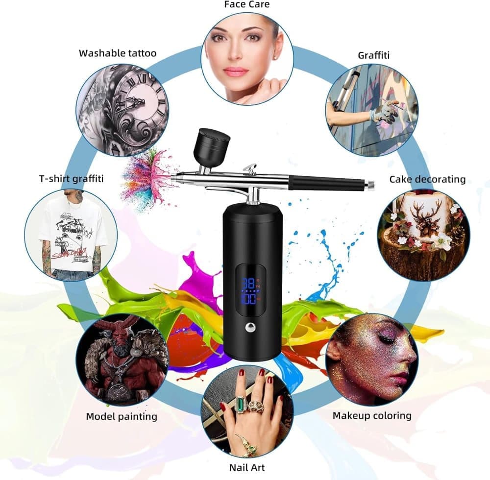 Wireless Airbrush Machine with USB Charging, 3 Speed Modes, Compatible with Nail Art Cake Decorating and Painting, Black - Image 7