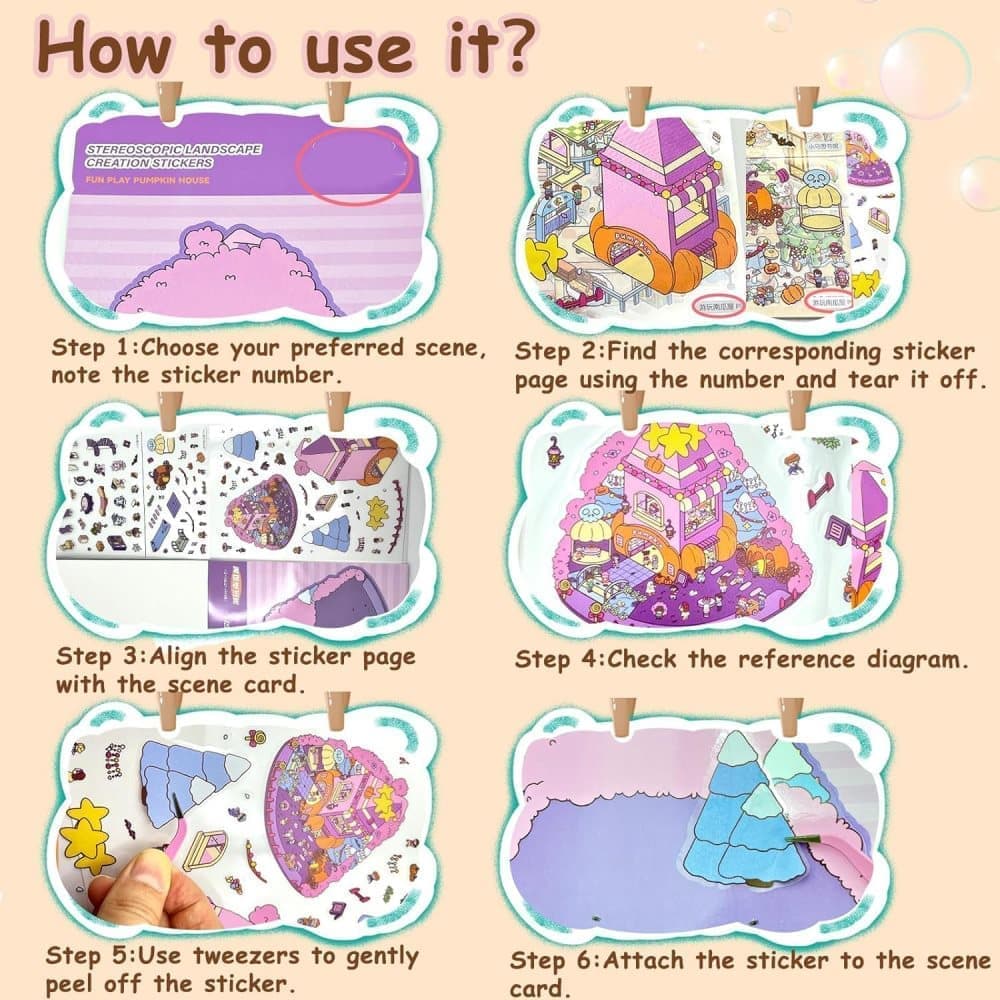 20-Pack DIY 3D House Stickers for Kids and Adults, Creative Relaxation with Tweezers - Image 4