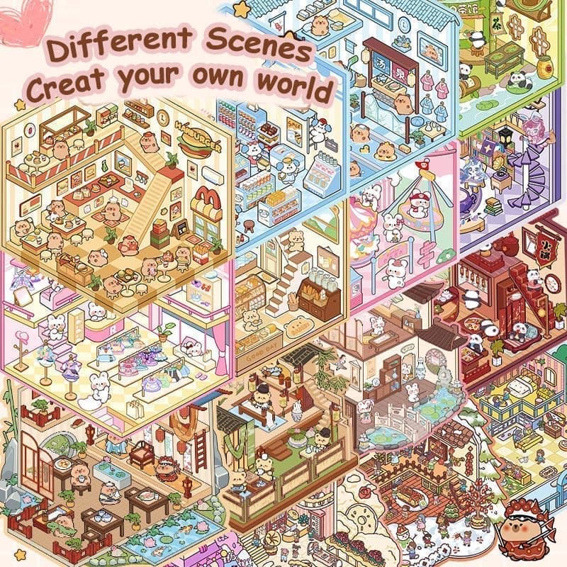 20-Pack DIY 3D House Stickers for Kids and Adults, Creative Relaxation with Tweezers - Image 5