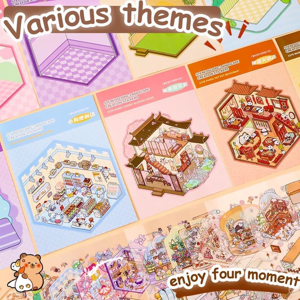 20-Pack DIY 3D House Stickers for Kids and Adults, Creative Relaxation with Tweezers - Image 7