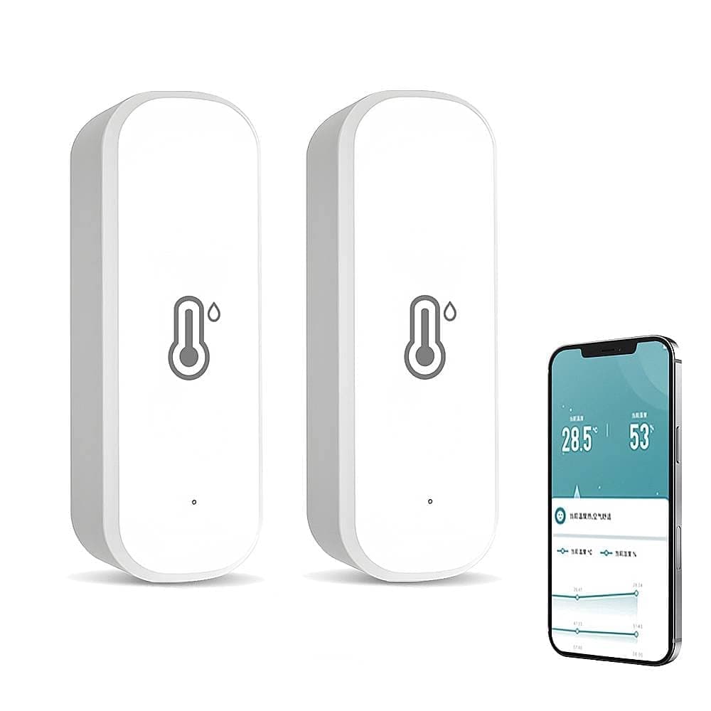 4-Pack Smart WiFi Thermometer Hygrometer with App Notification, Compatible with Alexa, White - Image 1
